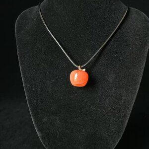 Hand-Carved Natural Red Jade Apple Pendant